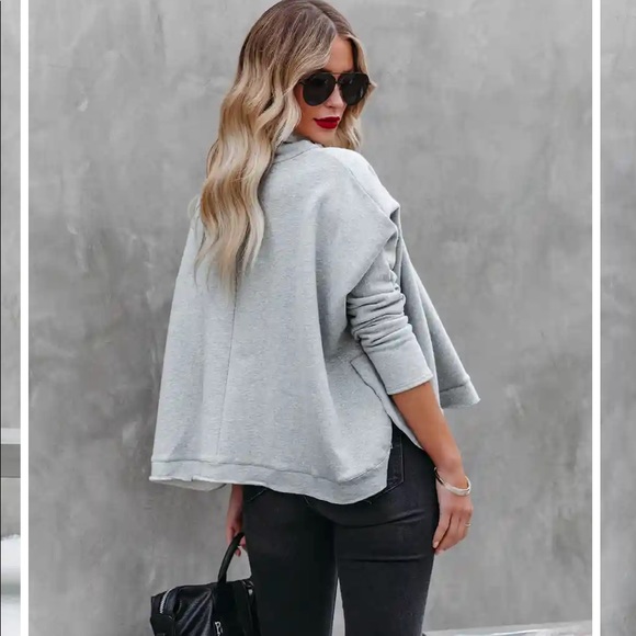 VICI - Kylie Cotton Cowl Neck Dolman Sweatshirt - Small - Heather Grey BNWT! - Picture 2 of 9